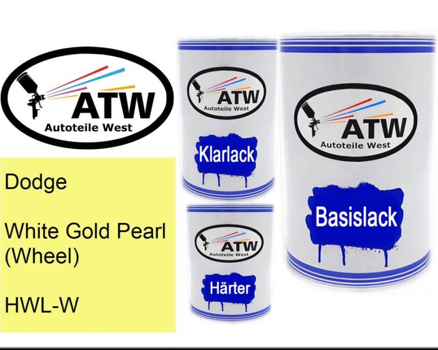 Dodge, White Gold Pearl (Wheel), HWL-W: 500ml Lackdose + 500ml Klarlack + 250ml Härter - Set, von ATW Autoteile West.
